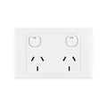 DETA 15A Double Power Point 250V White Polycarbonate 6216B