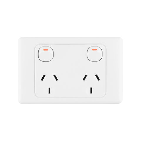 DETA 15A Double Power Point 250V White Polycarbonate 6216B