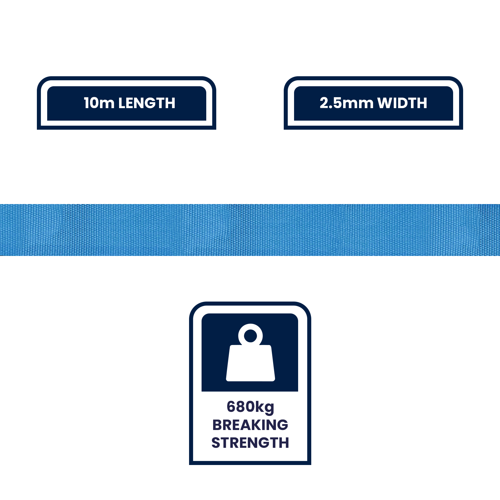 Grunt 25mm x 10m Blue Polyester Poly Webbing 680kg