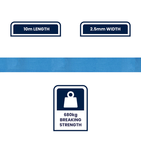 Grunt 25mm x 10m Blue Polyester Poly Webbing 680kg