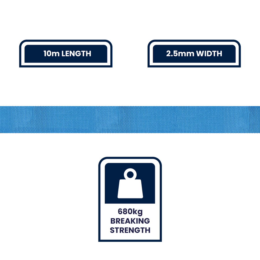 Grunt 25mm x 10m Blue Polyester Poly Webbing 680kg