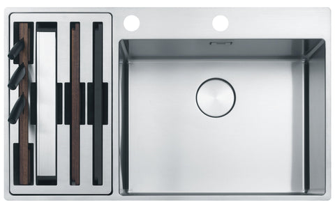 Franke Box Centre double bowl sink - 18/10 stainless steel, accessories included - BWX220-54/27SBL