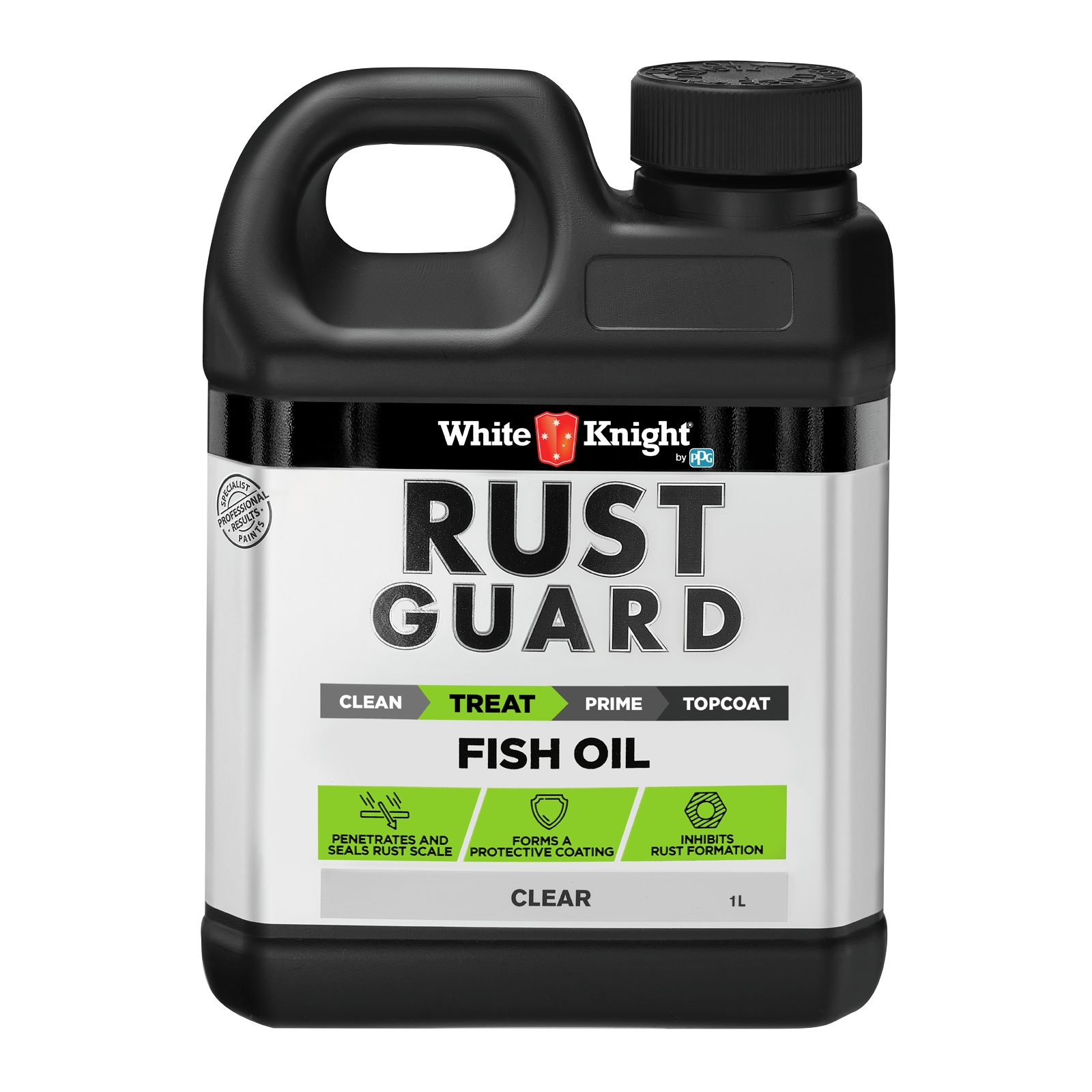White Knight Rust Guard 1L Fish Oil Clear Deodorised Rust Inhibitor for Metal Indoor Outdoor