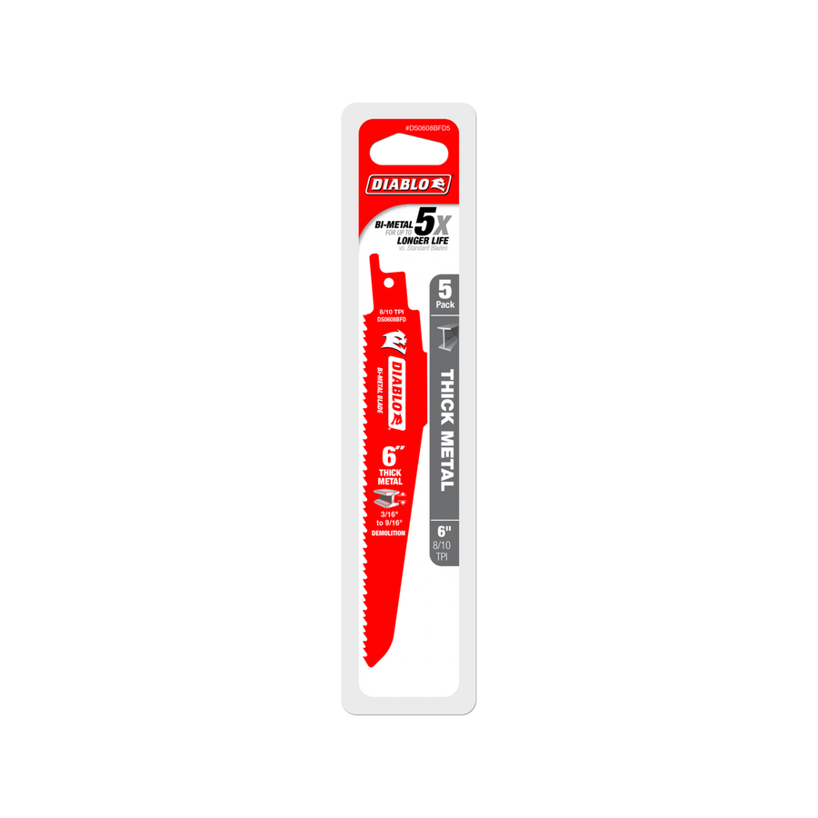 Diablo 6" Bi-Metal Reciprocating Saw Blades - Thick Metal Demolition - 5 Pack - SuperSaverAU - view 1