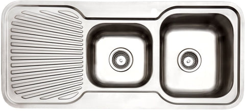 Arc 1 and 3/4 Bowl Stainless Steel Sink - Left Hand Drainer - Silk Finish - Top Mount - IS11RS3