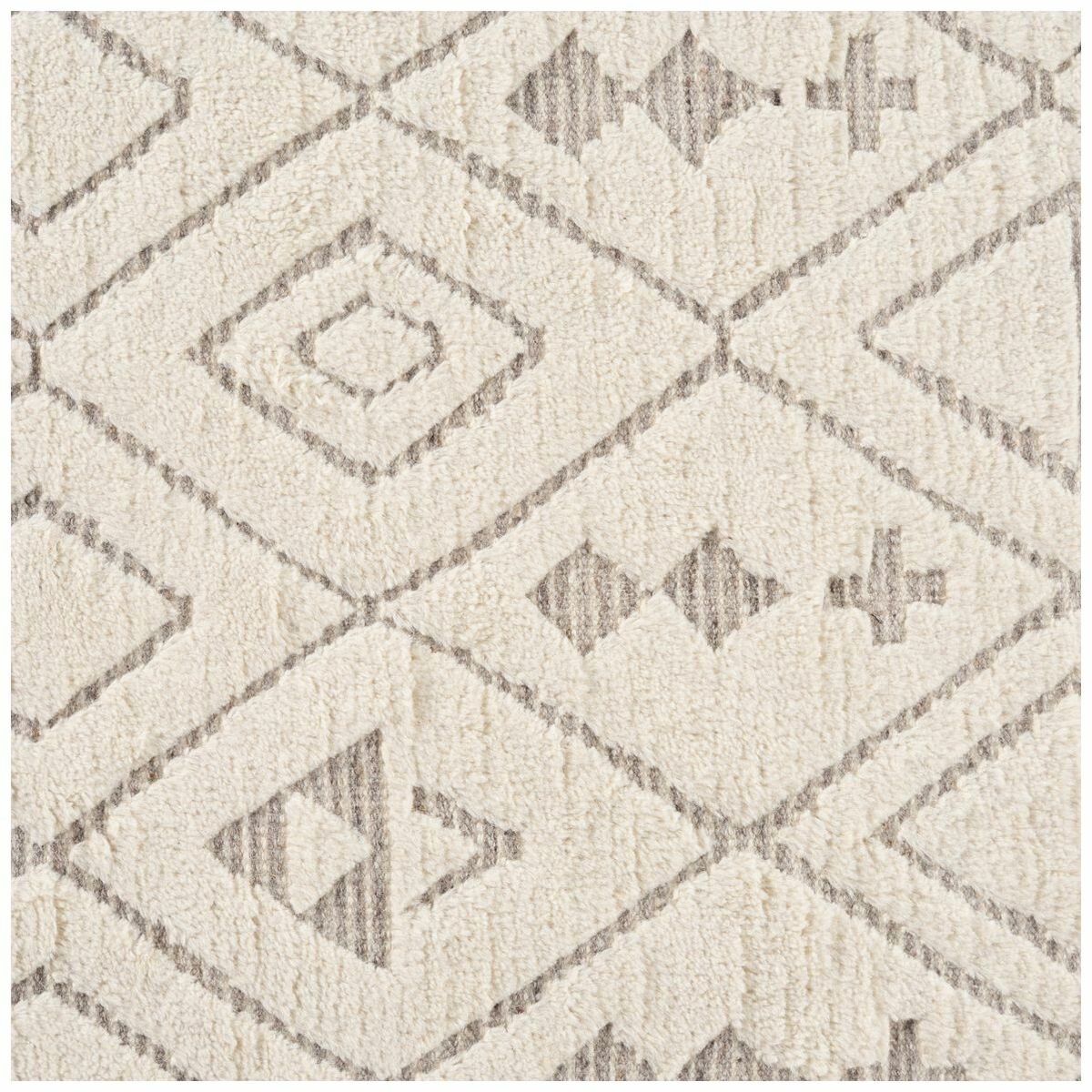 Cadrys Sahara Diamond Ivory Taupe Handspun Wool Rug 160x230cm - Hand Knotted - SAHDIT1