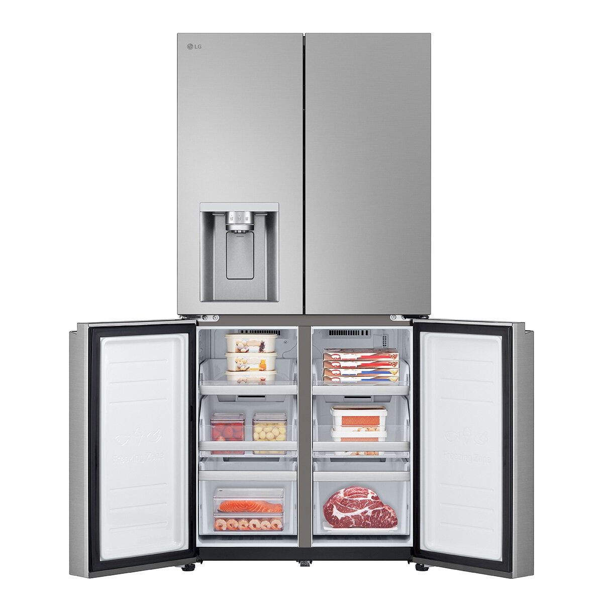 LG 506L French Door Fridge - Plumbed Ice and Water, Stainless Steel, 4.5 Star Energy - GF-L500PL