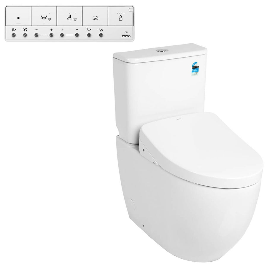 Toto Elong Back To Wall Smart Toilet Suite - Gloss White, S7 Washlet, Air-In Wonderwave, Auto Lid - ELONGBTWS7