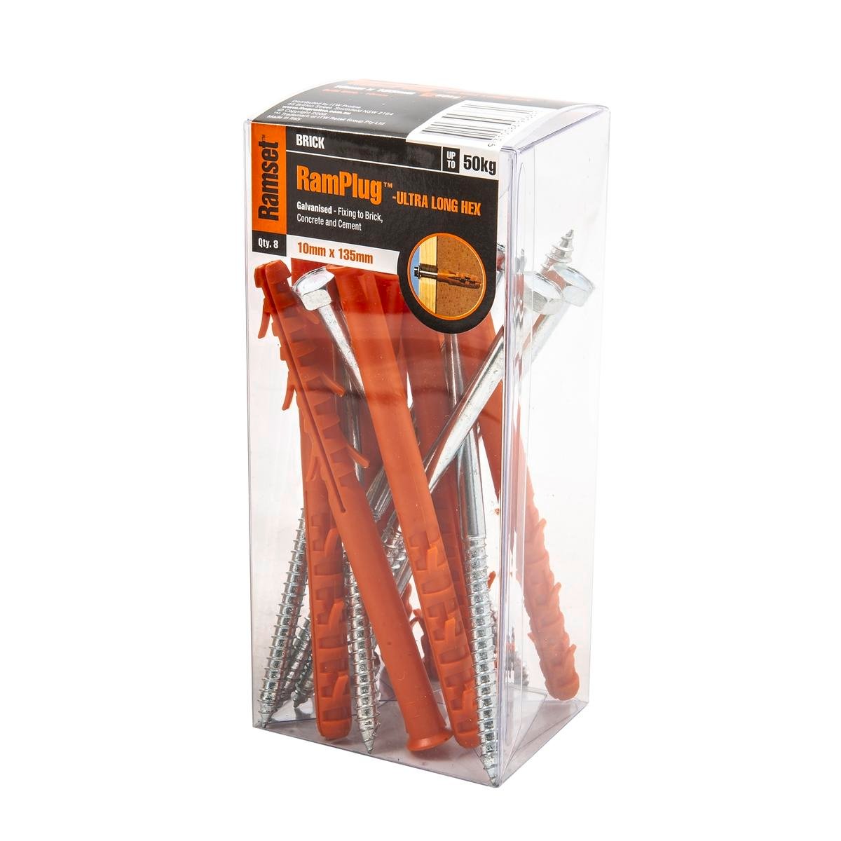 Ramset Ultra Long Hex Anchor 10 x 135mm Nylon 8 Pack Benefits - SuperSaverAU - view 1