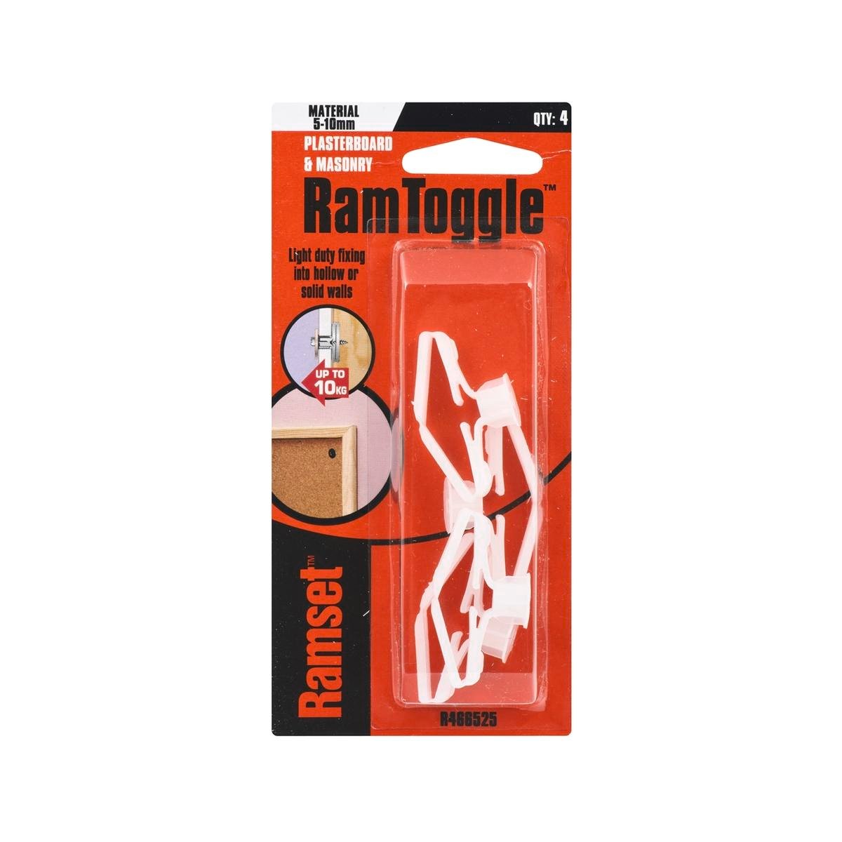 Ramset Ramtoggle 8mm x 10mm Nylon Fasteners - 4 Pack - Durable Hold - SuperSaverAU - view 1