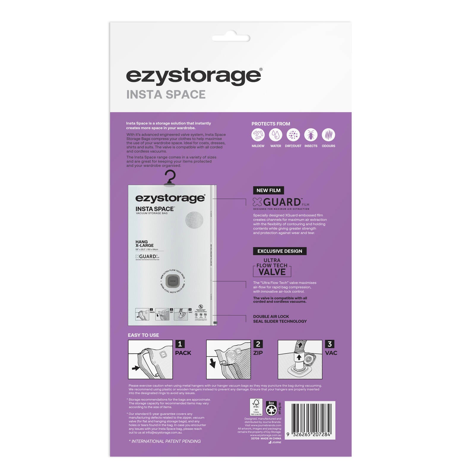 Ezy Storage Insta Space Hang Flat Vacuum Bag - X-Large