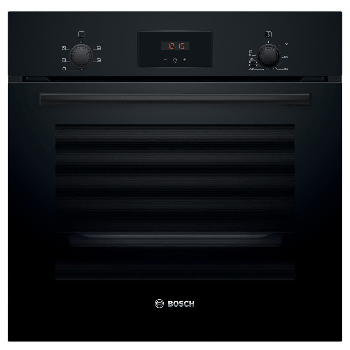 Bosch Series 2 60cm Built-In Oven - 66L, Plug and Play 10A, 3D HotAir, EcoClean Direct, Black - HBF134EB1A