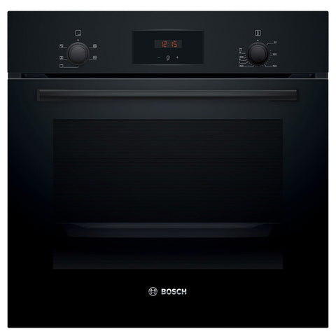 Bosch Series 2 60cm Built-In Oven - 66L, Plug and Play 10A, 3D HotAir, EcoClean Direct, Black - HBF134EB1A