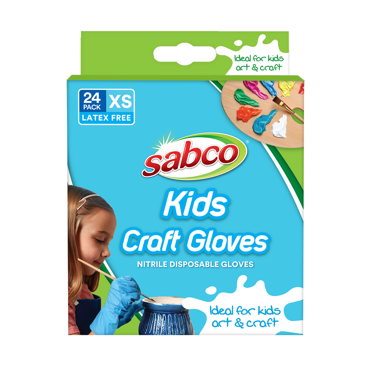 Sabco Kids Craft Gloves 24pk XS - Nitrile - Extra Small - 115mm x 125mm - SuperSaverAU - view 1