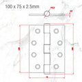 Lemaar Gun Metal Grey Hinge - 100 x 75 x 2.5mm - Fixed Pin - Durable Zinc - SuperSaverAU - view 5