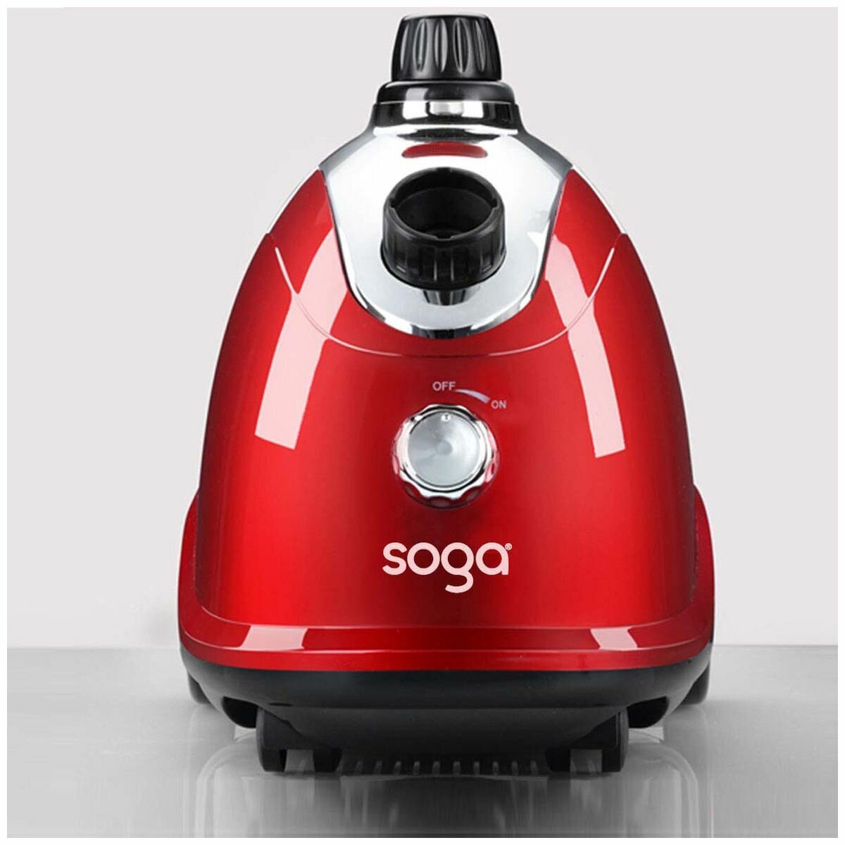 SOGA garment steamer - rotary on and off switch, thermostat and thermal fuse protection, red - GARMENTROUNDRED