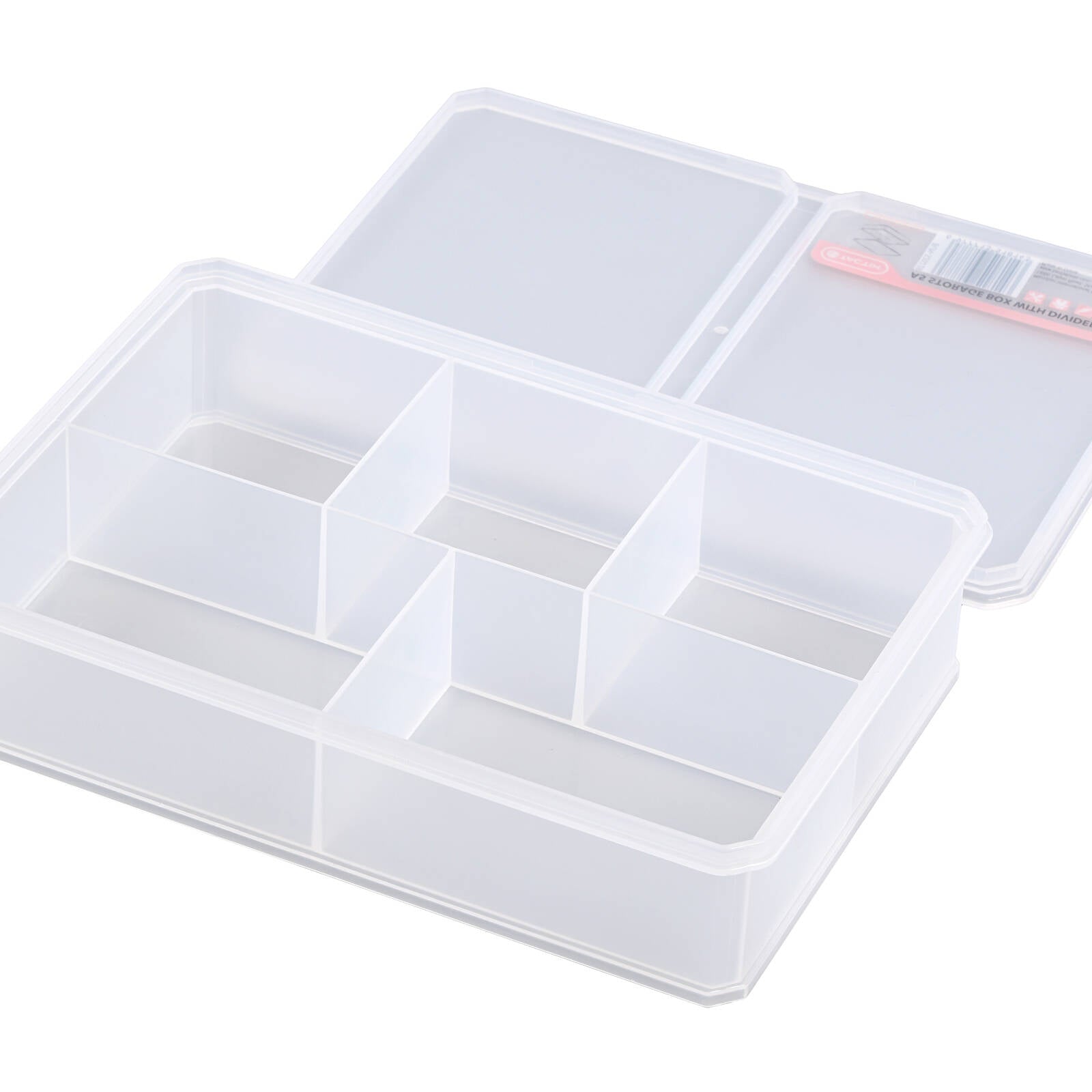 Tactix Medium A5 Storage Container with Divider 2L Plastic Stackable with Lid