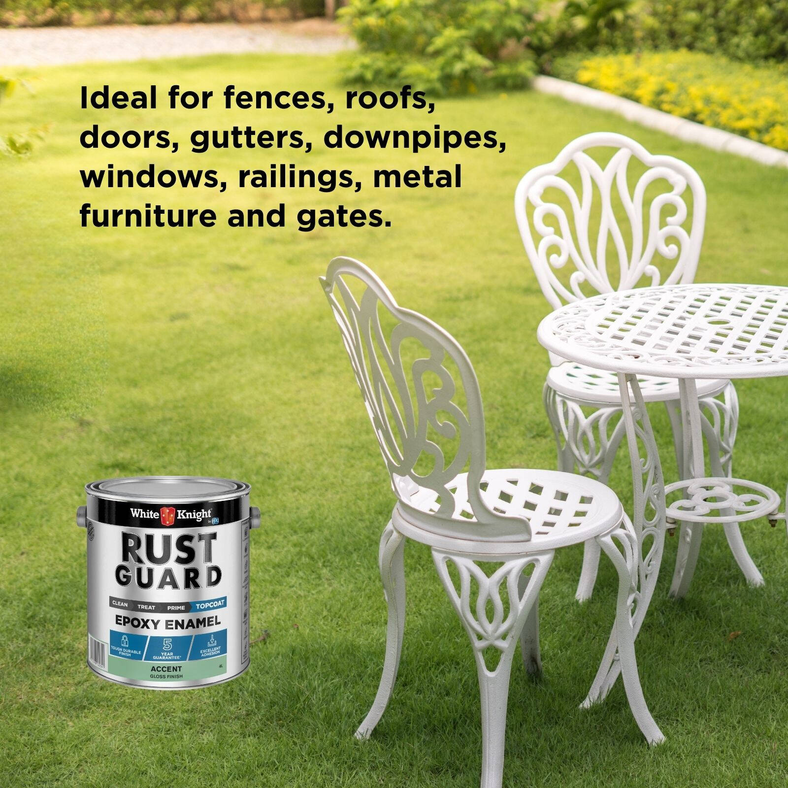 White Knight Rust Guard Accent Gloss Solvent Based Epoxy Enamel Paint 4L