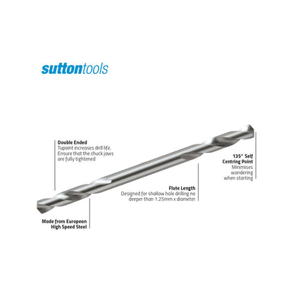 Sutton Tools Double Ended Panel Drill Bit - 1/8" - M2 HSS - 2 Pack