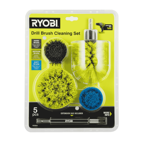 Ryobi 5 Piece Drill Brush Set with Extension Bar