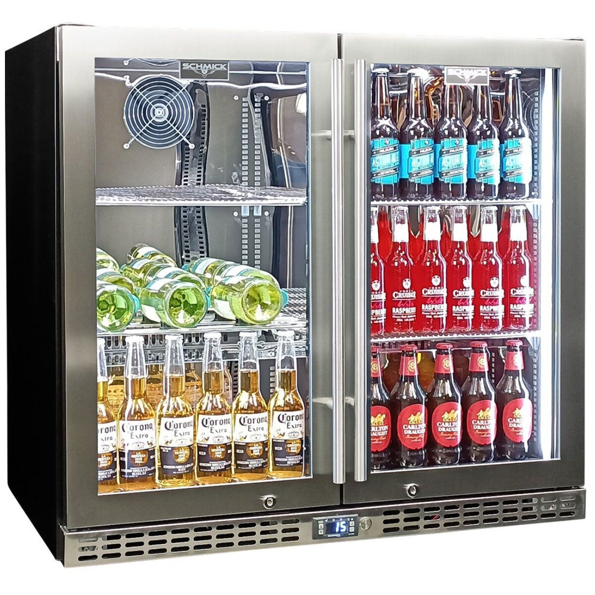Schmick 257L two-door bar fridge - Stainless steel, 6 star energy rating, lockable door - SK246-HD