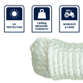 Grunt 12mm x 20m White Polypropylene Super Silver Rope 1800kg