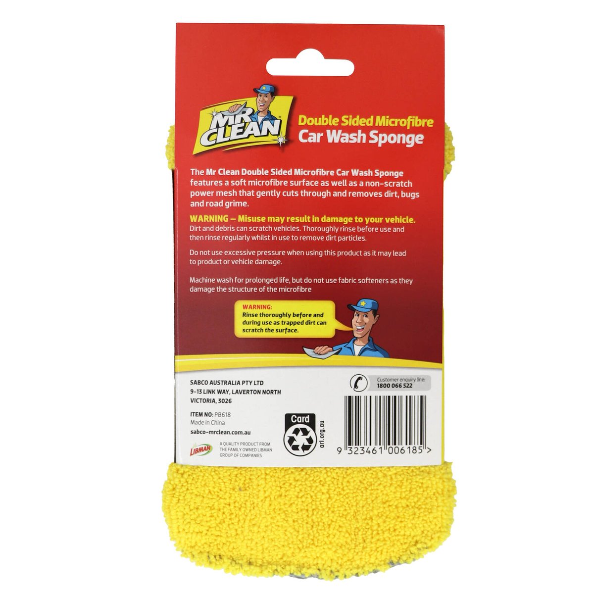 Mr Clean Double Sided Microfibre Car Sponge - 110mm x 190mm - Machine Washable - SuperSaverAU - view 3