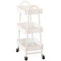 L.T. Williams 3-tier steel tray trolley - white power coated finish, 4 castor wheels - 8994
