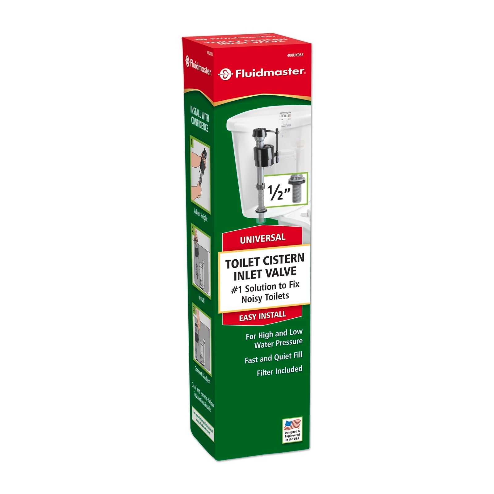 Fluidmaster Bottom Entry Toilet Inlet Valve White Plastic 80mm