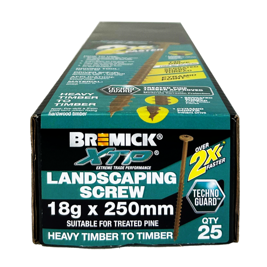 Bremick Xtp Landscape Screw 18g x 250mm - 25 Pack - T40 Drive - Corrosion Resistant - SuperSaverAU - view 1