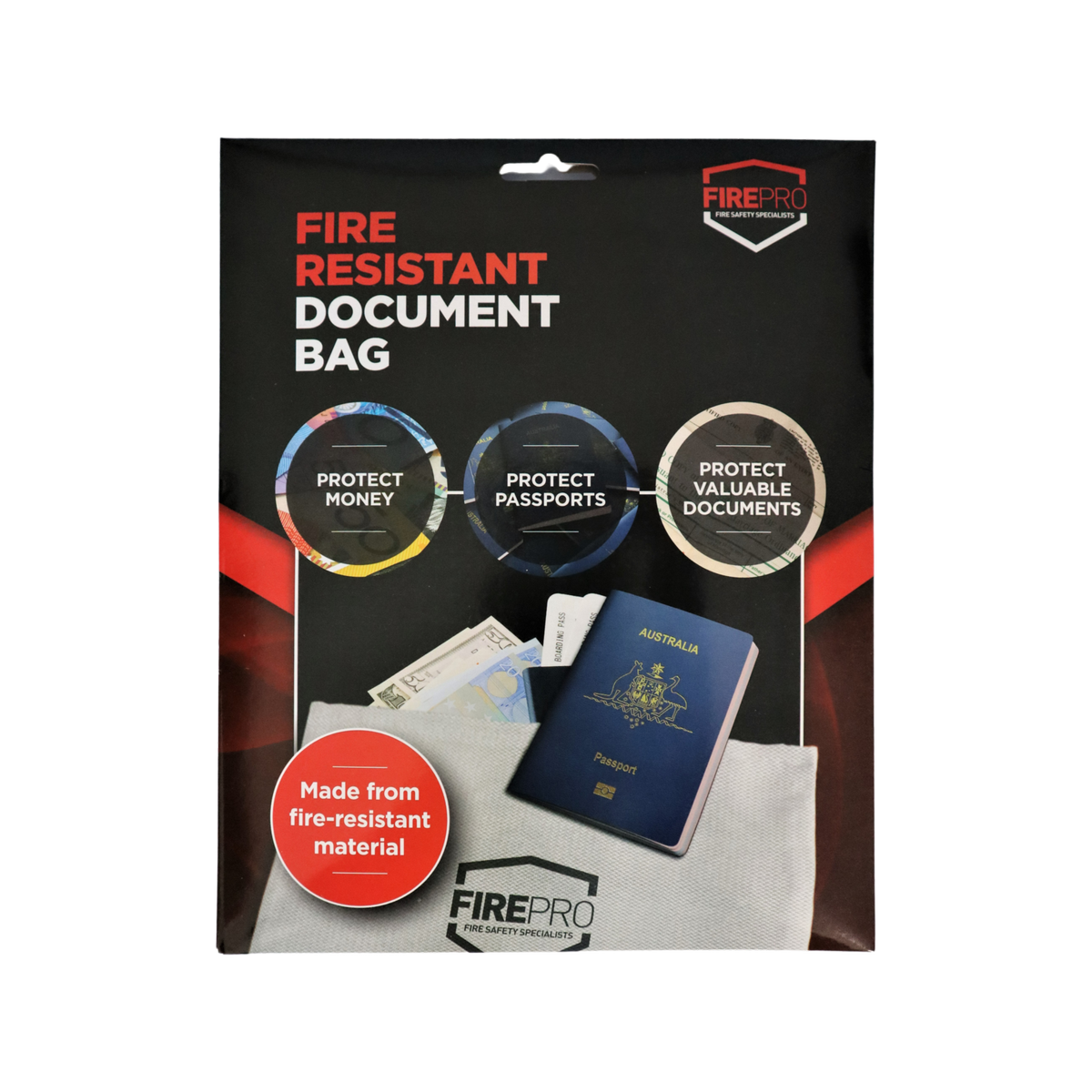 Firepro Fire Resistant Document Bag - 265mm x 385mm - Protects Valuables - SuperSaverAU - view 1