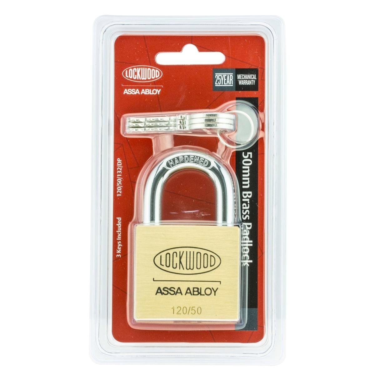 Lockwood 50mm Brass Padlock - Heavy Duty - Solid Brass - High Security - SuperSaverAU - view 1