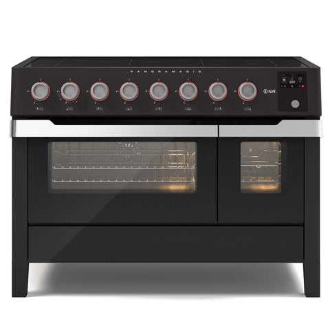 ILVE 120cm Panoramagic Induction Double Freestanding Oven - 97L and 43L Ovens, Matte Black - PMI127S3MK