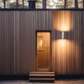Brilliant Coolum Up Down Exterior Wall Light Stainless Steel LED GU10 Weather Resistant