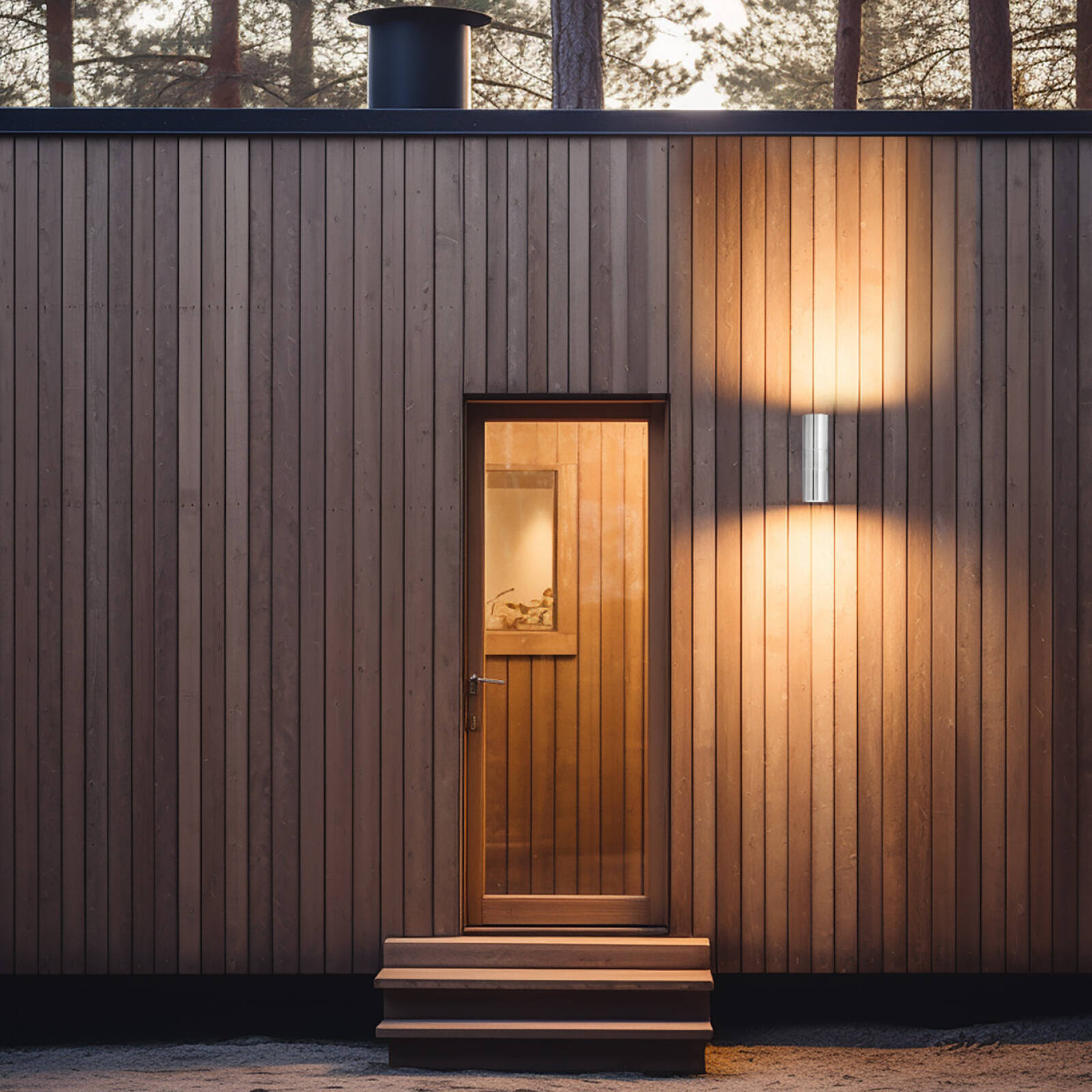 Brilliant Coolum Up Down Exterior Wall Light Stainless Steel LED GU10 Weather Resistant
