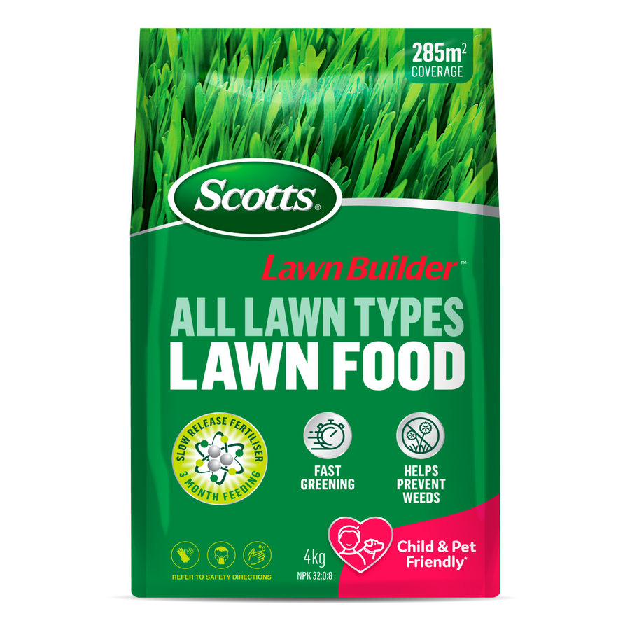 Scotts Lawn Builder All Lawn Types Lawn Food 4kg - Granular Slow Release, Covers 285m2