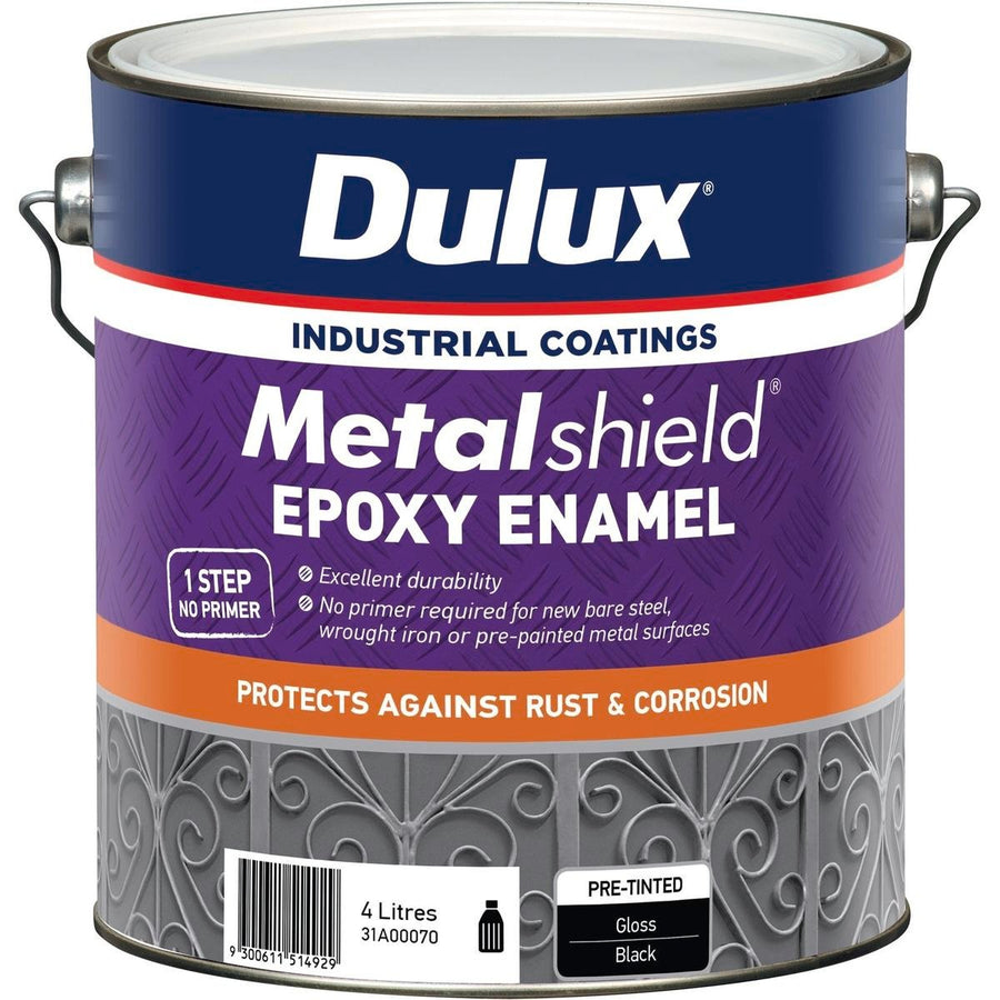 Dulux Metalshield Epoxy Enamel Gloss Paint Black 4L Durable Finish - SuperSaverAU - view 1