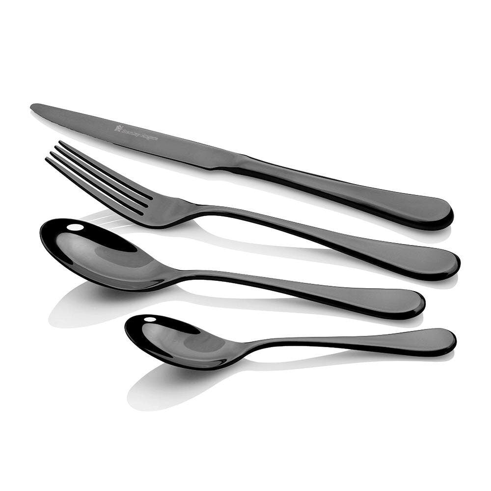 Stanley Rogers Chelsea Onyx 56 piece cutlery set - black titanium coated, formal setting for eight - 50560