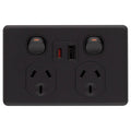 Deta x6 Double Power Point 50mm x 74mm x 115mm - Matte Black - USB A+C PD 20W Fast Charging - SuperSaverAU - view 1