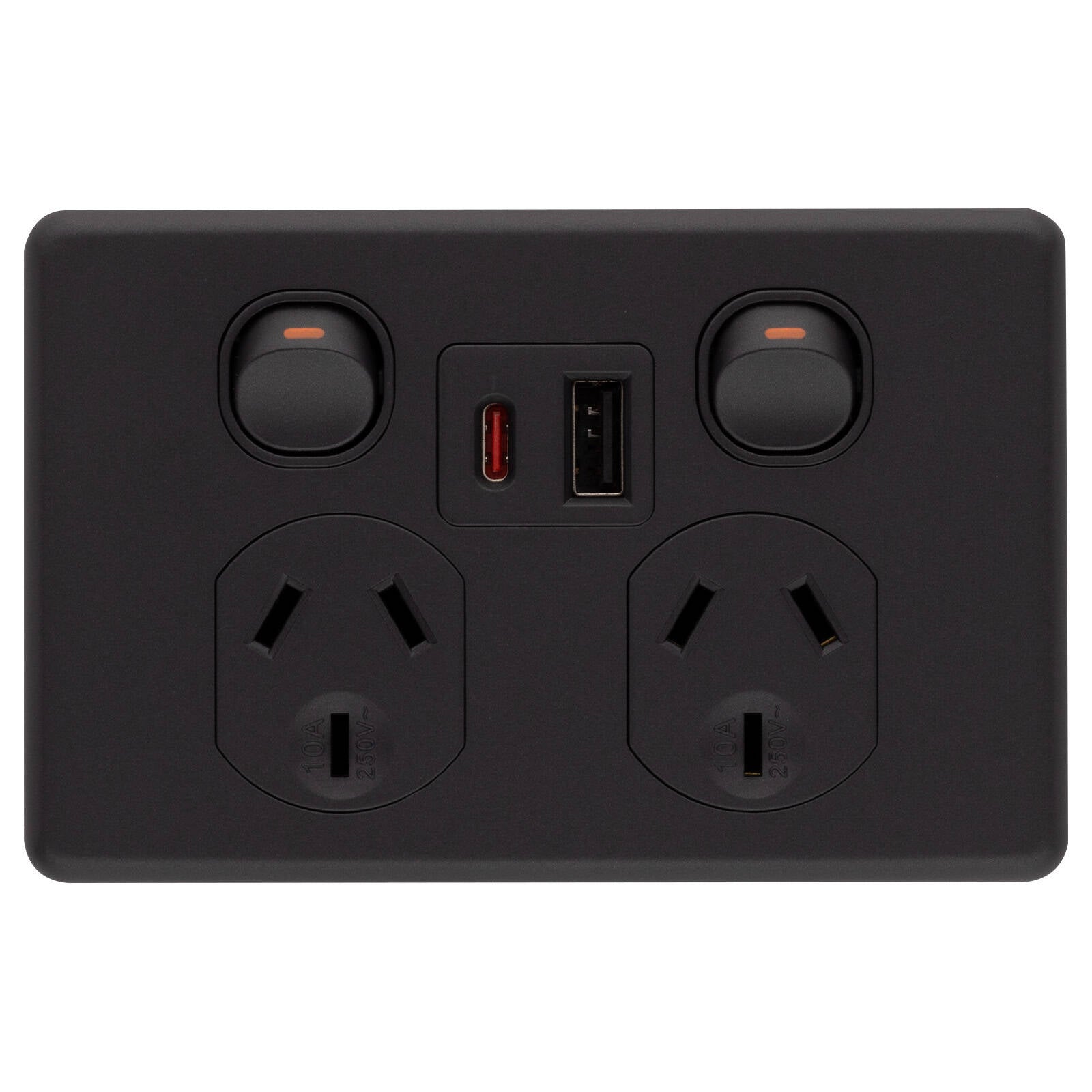 DETA X6 Double Power Point with USB-A & USB-C PD20W Fast Charging Matte Black Indoor