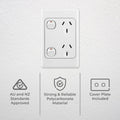 DETA Vertical Double Power Point, White Polycarbonate, 240V 10A, Architrave