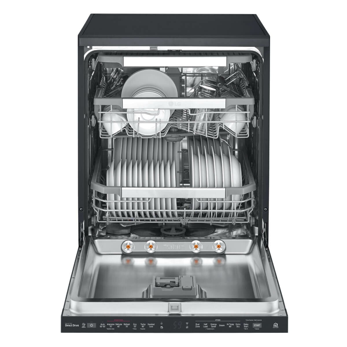 LG 60cm 15 Place QuadWash Freestanding Dishwasher - Matte Black - TrueSteam - Auto Door Opening - XD3A25MB