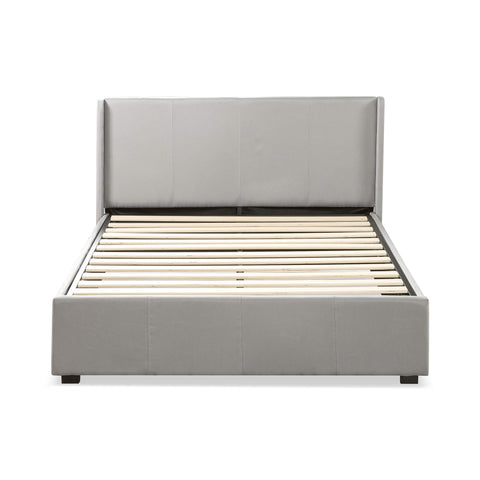 Zinus Maddon queen gas lift storage bed frame - upholstered light grey, 250kg capacity - AU-FPPST1-12Q