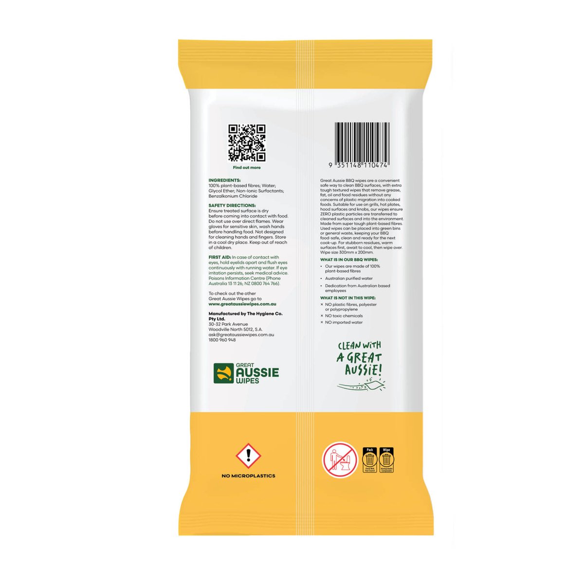 Great Aussie Large BBQ Wipes 25 Pack - Food Safe - Plant-Based - 158mm x 237mm - SuperSaverAU - view 2