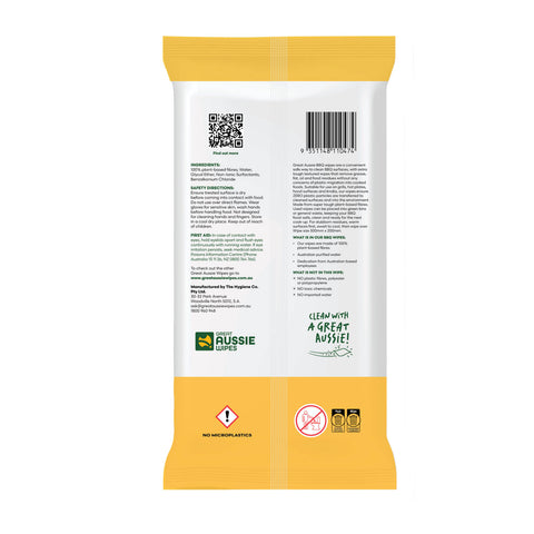 Great Aussie BBQ Wipes X-Large 25 Pack - Food-Safe Grill & Hot Plate Cleaning Wipes