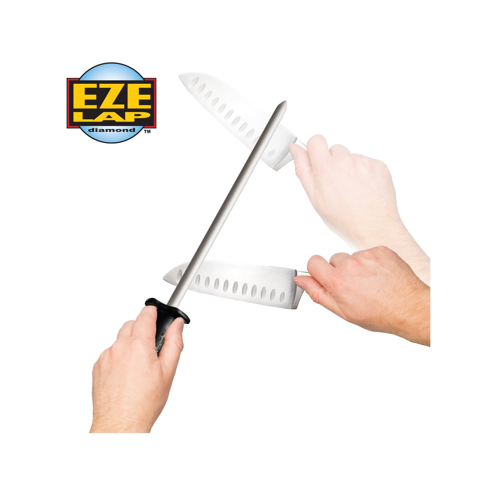 Eze-Lap 125mm Diamond Oval Sharpener - Steel Shaft, Ergonomic Plastic Handle