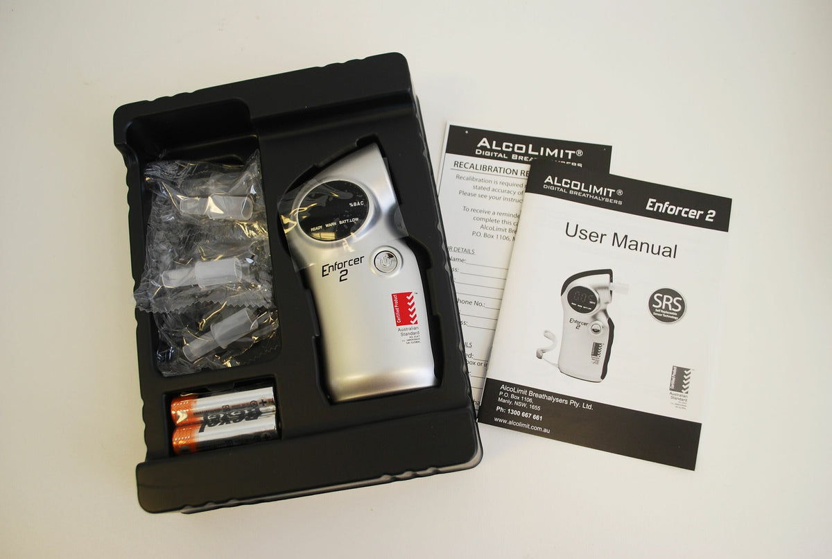 Alcolimit Enforcer 3 Breathalyser - AS3547 Certified, Fast and Normal Modes, 5 Mouthpieces - ALCO-008