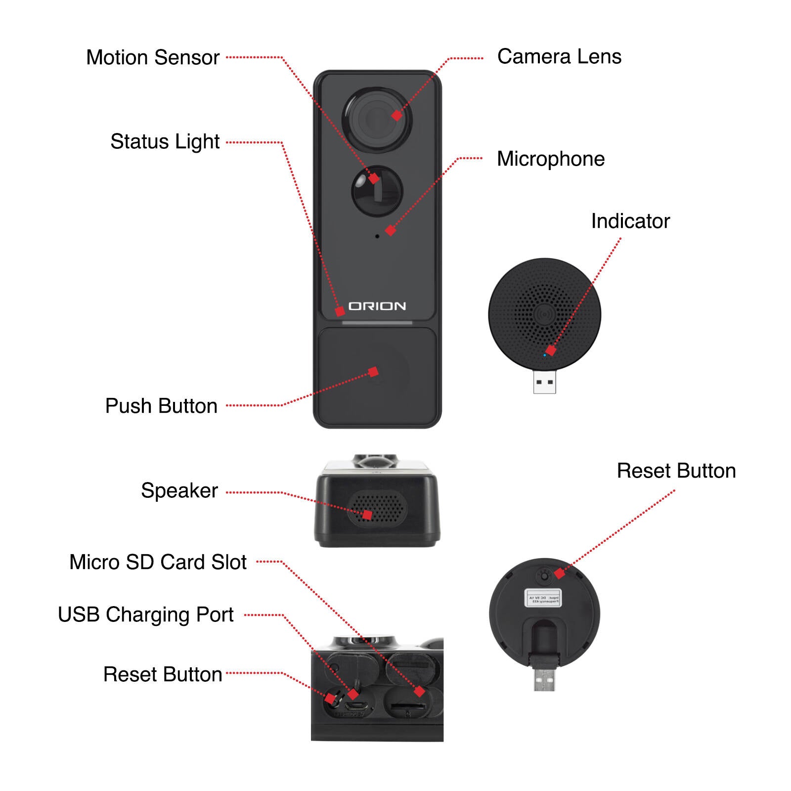 Orion Grid Connect Smart Rechargeable 2K Video Doorbell Camera DC61HA Wireless Outdoor