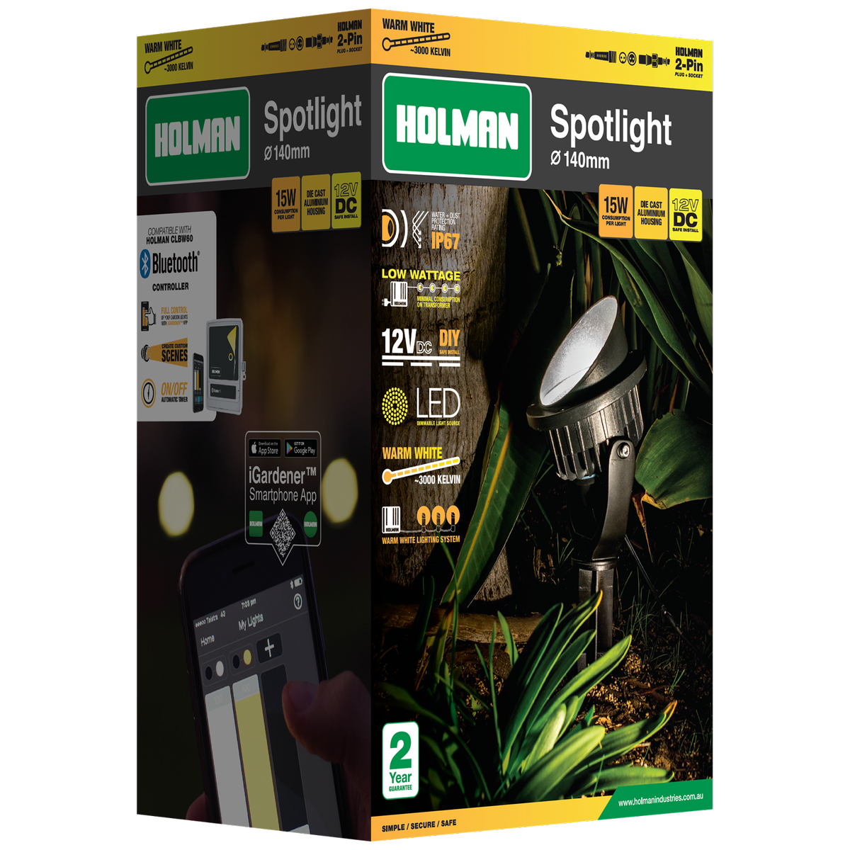Holman 140mm Warm White Spotlight - 15W - Waterproof - Energy Efficient - SuperSaverAU - view 2