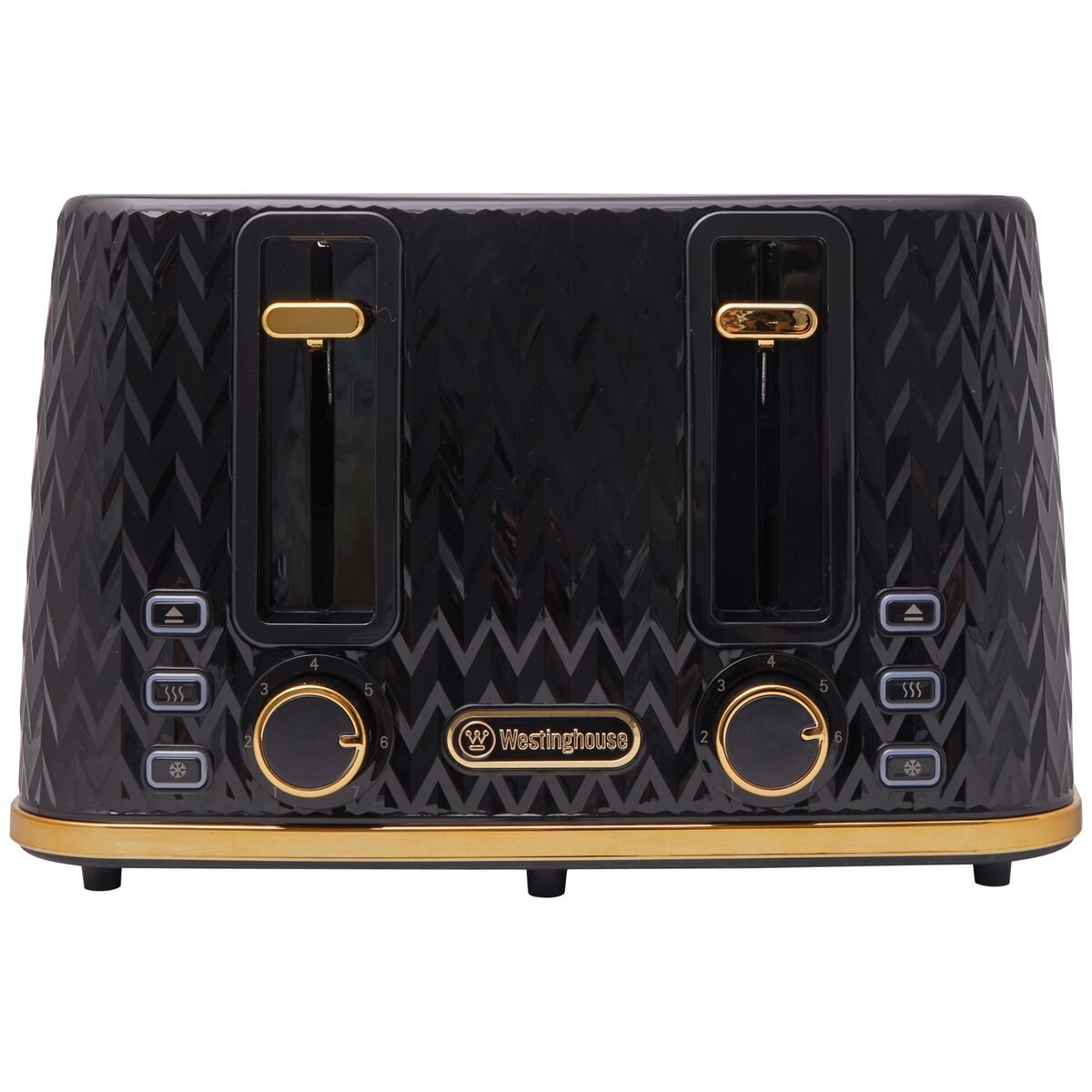 Westinghouse Kettle and Toaster Pack - 1.7L Kettle - 4 Slice Toaster - Black with Gold Trim - WHKTPK13KG
